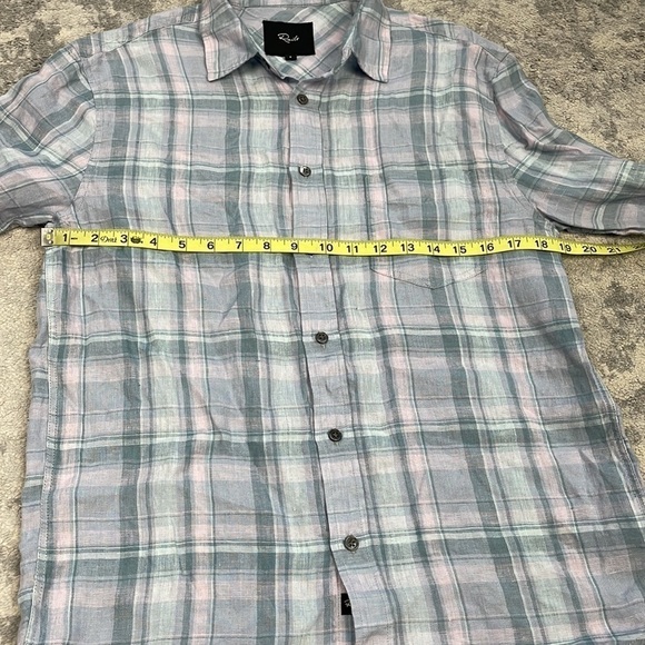 New Rails Mens Havana Plaid Denim Sport Shirt Linen Button Front Long Sleeve S - Picture 11 of 14